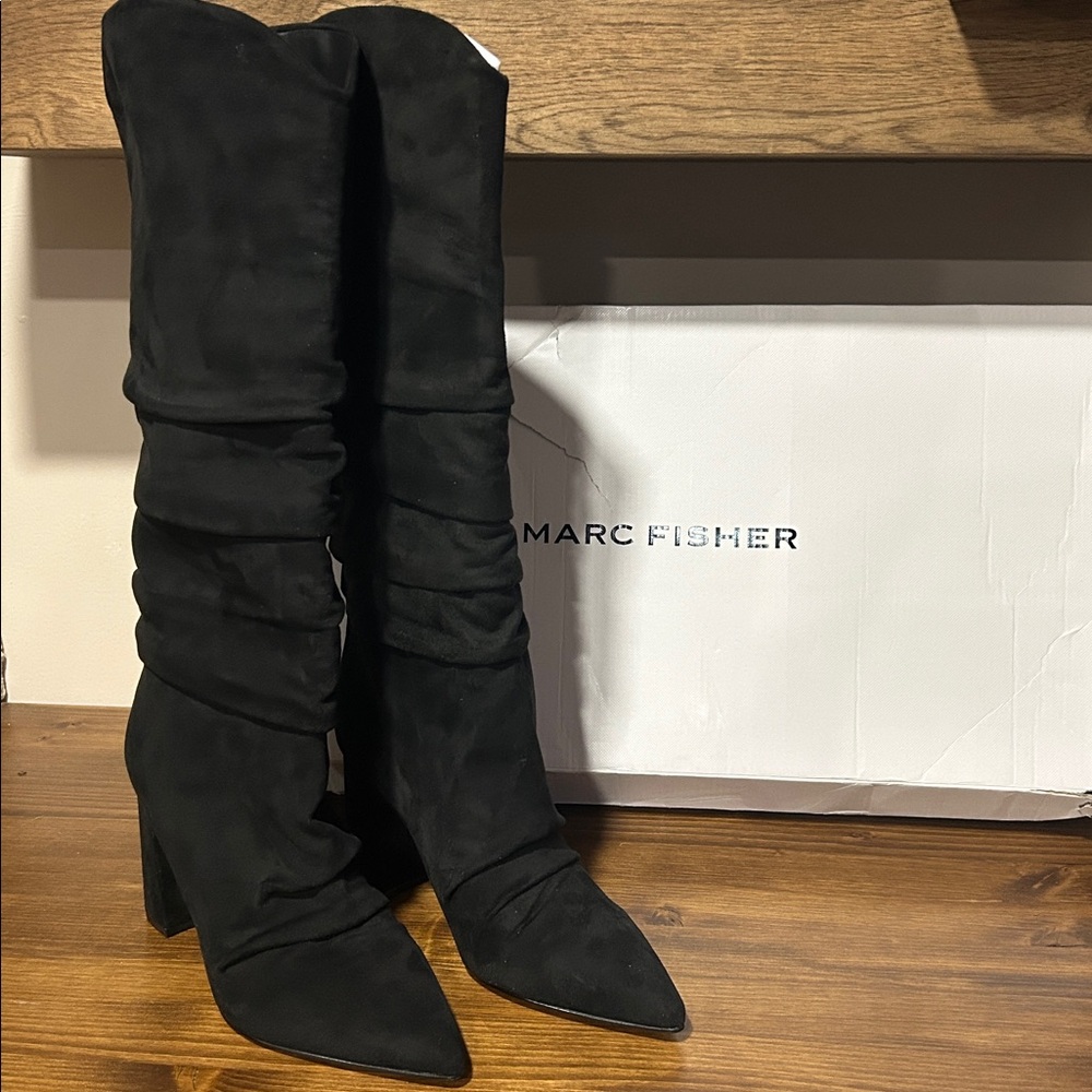 Marc Fisher Black Heeled Boots new in box size 8.5